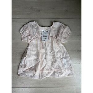 Zara Baby Girls Muslin Textured Dress Pale Pink 12-18 Months 2511/002/622 NWT